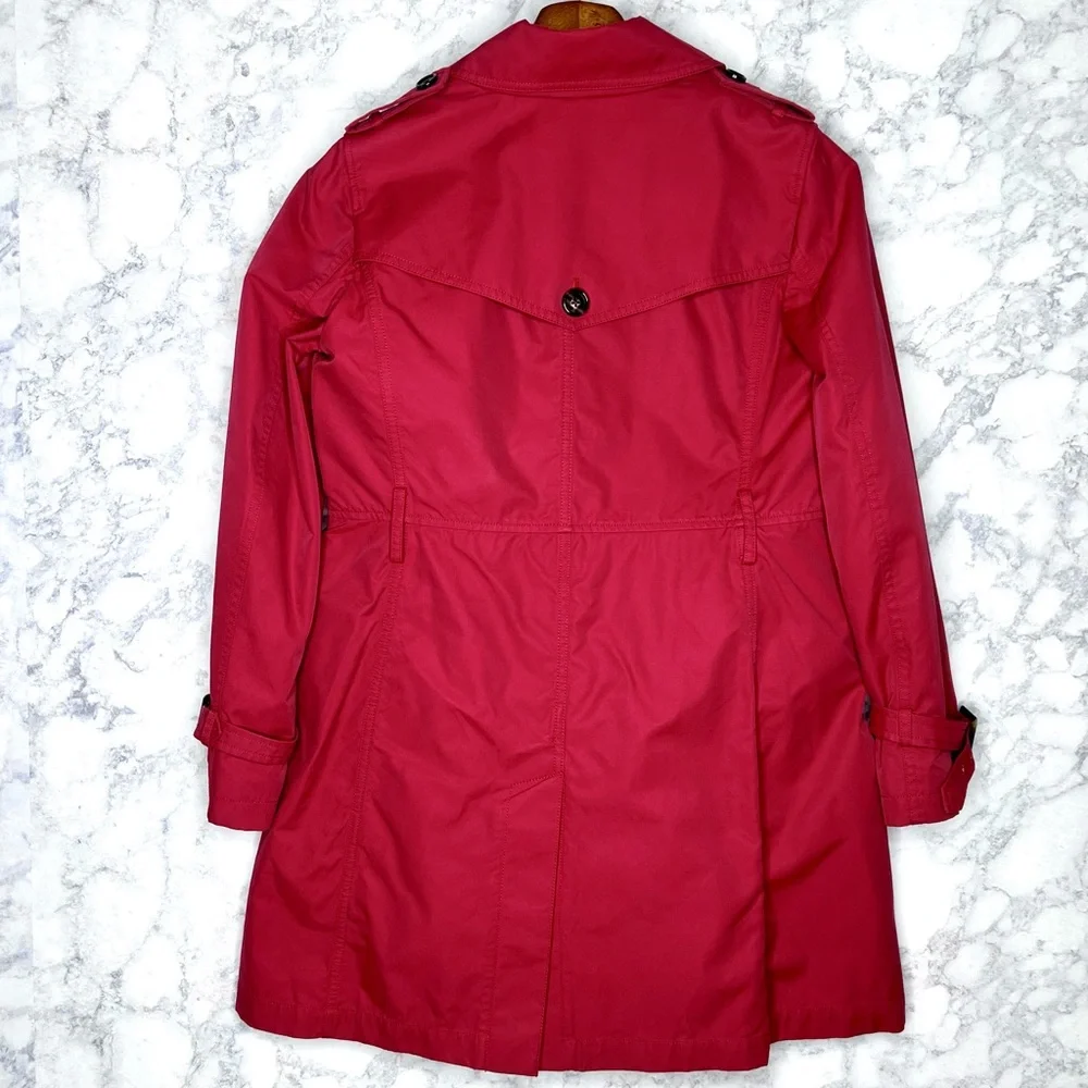 ⭐️ Talbots Red Double Breast Trench Coat Removable Insulated Liner Women’s 6 P - Picture 3 of 13